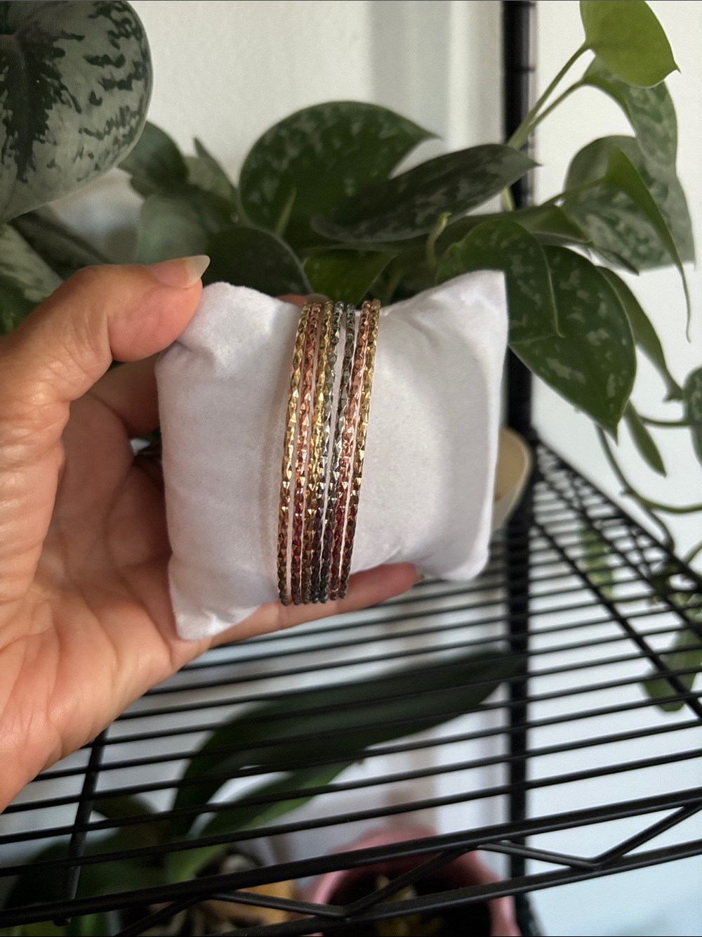 Tri-Tone Textured Bangle Set - Women Jewelry
